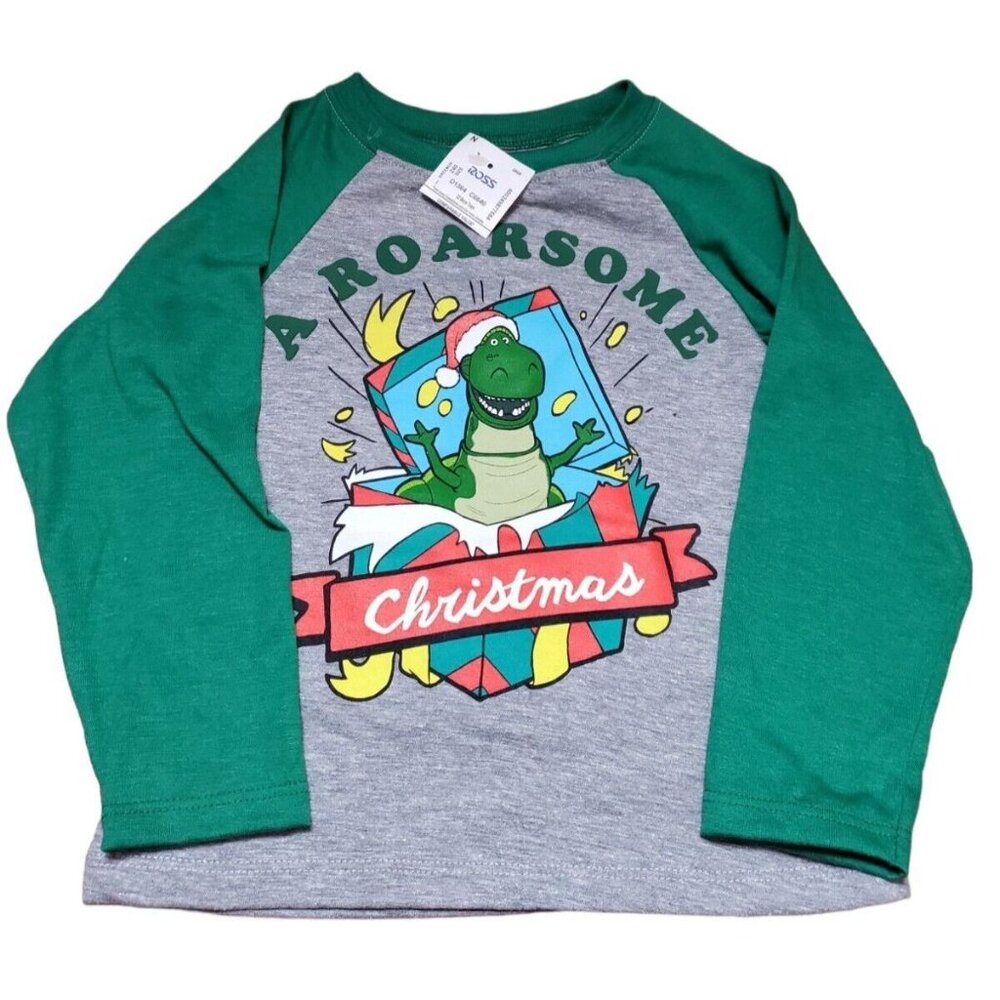 Toy Story Kids Boys T-Shirt Size 2T Rex Long Sleeve Top Roarsome Christmas NWT